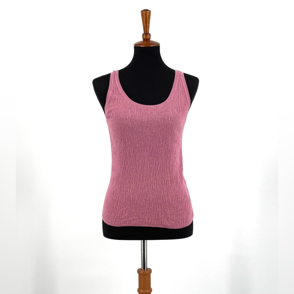 Vince Cotton Broomstick Pleat Tank in Baies Size L